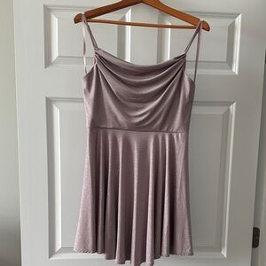 Shimmering Mauve Spaghetti Strap Dress